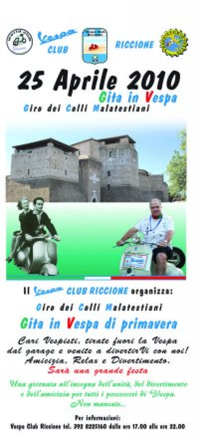 Giro dei Colli Malatestiani in Vespa. Partenza da Riccione Giro dei Colli Malatestiani in Vespa. Partenza da Riccione