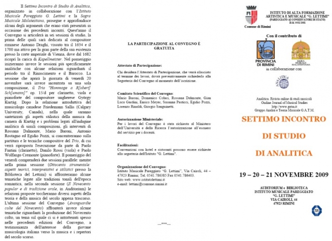Settimo Incontro di Studio di Analitica Settimo Incontro di Studio di Analitica